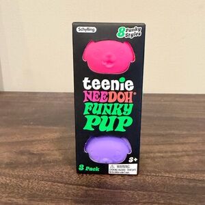 NeeDoh Teenie Funky Pup 3-Pack - Bright Pink, Teal, and Purple